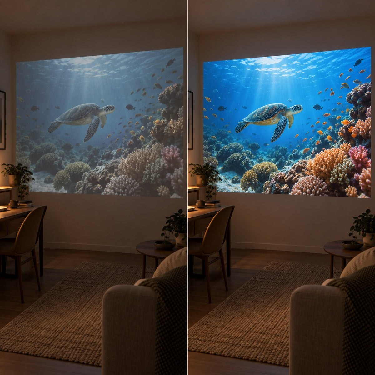 Miniprojektor Projektorland Luma Compact – 200 ANSI-lumen, HD 720p, Android 14, Wi-Fi 6 och 5 W högtalare