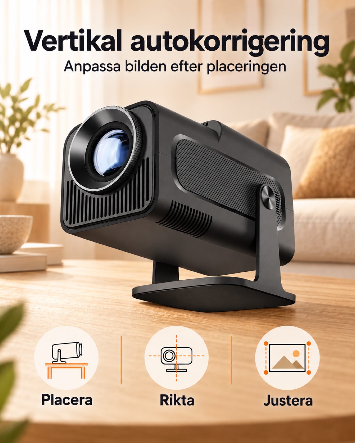Miniprojektor Nomad Mini – 300 ANSI-lumen, HD 720p, Android 11, Wi-Fi 6, Bluetooth och 180° rotation
