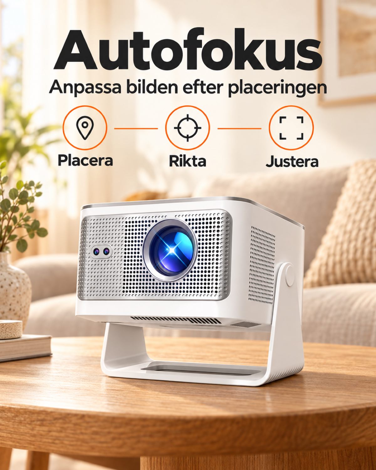 Projektor Projektorland Horizon Max – 600 ANSI-lumen, Full HD 1080p, autofokus, Android 14, Wi-Fi 6 och Bluetooth 5.4