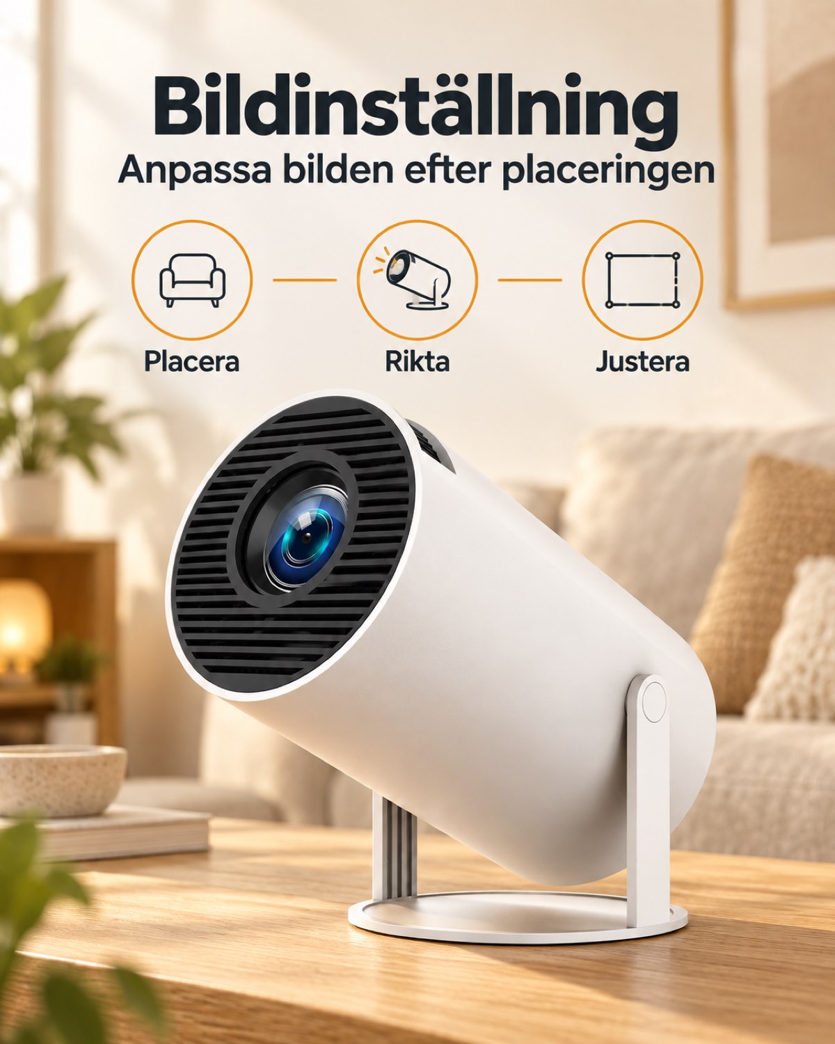 Miniprojektor Projektorland Luma Compact – 200 ANSI-lumen, HD 720p, Android 14, Wi-Fi 6 och 5 W högtalare